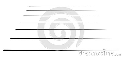 Horizontal, straight parallel lines in perspective. 3d lines, stripes pattern. Streaks, strips vanishing, diminish lines Vector Illustration