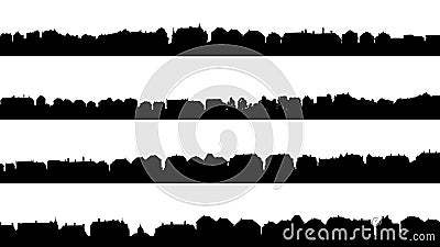 Horizontal stripe silhouettes with downtown of big European city Vector Illustration