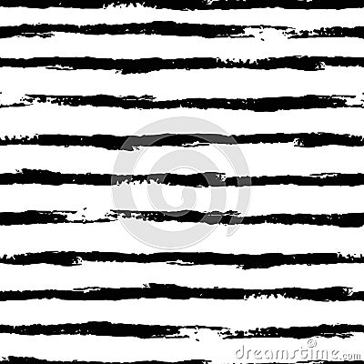 Horizontal striped seamless black and white background Vector Illustration