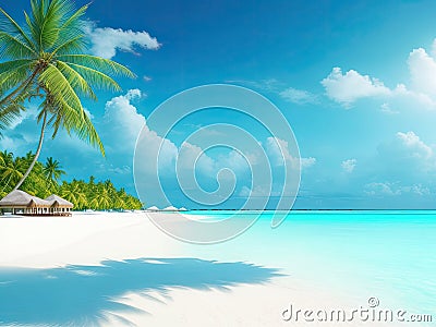 Horizontal summer palm beach landscape Stock Photo