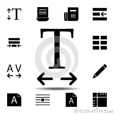 Horizontal, text icon. Simple glyph, flat vector of Text editor set icons for UI and UX, website or mobile application Stock Photo
