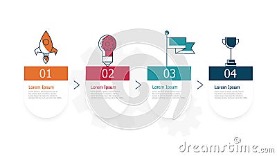 Horizontal timeline infographics 4 steps for business Vector Illustration