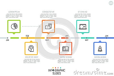 Horizontal timeline with month indication Vector Illustration