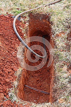 Horizontal utility boring for cable replacement Stock Photo