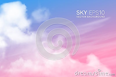 Realistic pink-blue sky Vector Illustration