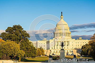 Horizontal View of The Capitol Hill in Washington DC at Golden H Editorial Stock Photo