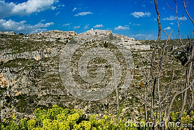 Horizontal View of the Gravina of the Sassi of Matera. Matera, S Stock Photo