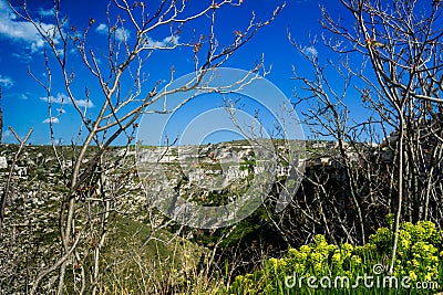 Horizontal View of the Gravina of the Sassi of Matera. Matera, S Stock Photo