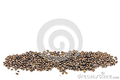 Horizontal view heap of roasted Vietnamese robusta coffee beans Stock Photo