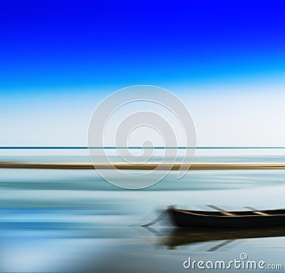 Horizontal vivid vibrant travel boat blur abstraction background Stock Photo
