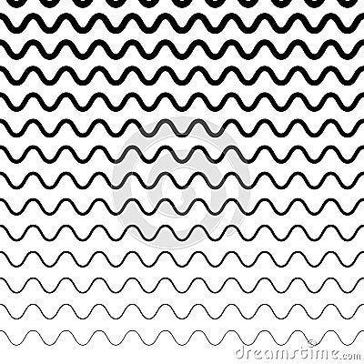 Horizontally repeatable irregular wavy lines. Billow, ripply, un Vector Illustration