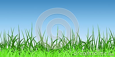 Horizontally Seamless Green Grass Banner Vector Illustration