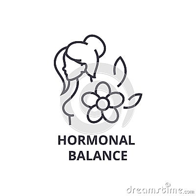 Hormonal balance thin line icon, sign, symbol, illustation, linear concept, vector Vector Illustration