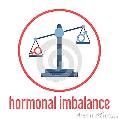 Hormonal imbalance vector isolated. Female and male symbols Vector Illustration