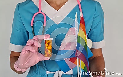 Hormonal pills after gender reassignment Stock Photo