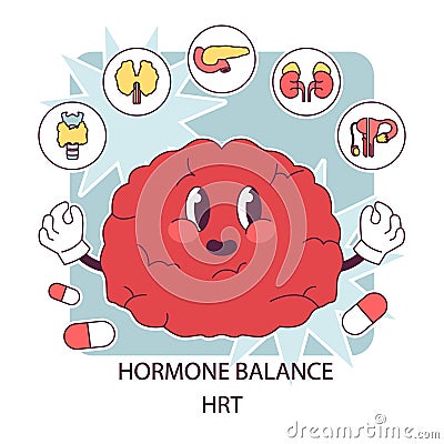 Hormone replacement therapy, HRT. Hormone imbalance treatment. Vector Illustration