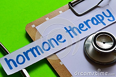 Hormone therapy on Healthcare concept with green background Stock Photo