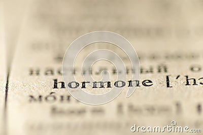 Hormone word dictionary Stock Photo