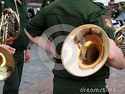 Horn player Stock Photo