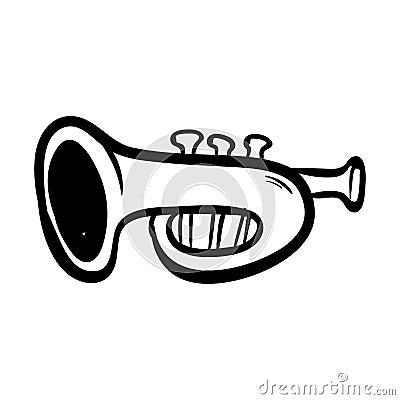 Horn trumpet doodle icon vector Vector Illustration