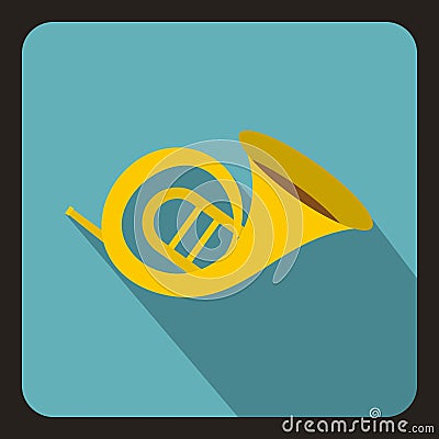 Horn trumpet icon, flat style Cartoon Illustration