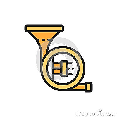 Horn, trumpet, tuba flat color line icon. Vector Illustration