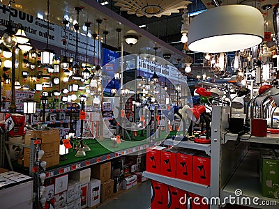 Hornbach store indoor - home lighting fixtures Editorial Stock Photo