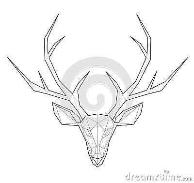 Horned deer - low polygon illustration Vector Illustration