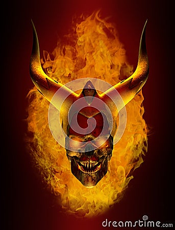 Horned Flaming Demon Skull Royalty Free Stock Photo - Image: 5905135