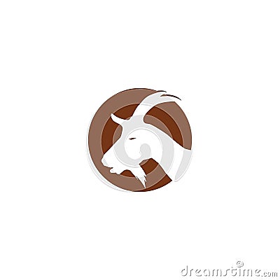 horned goat head logo vector Stock Photo