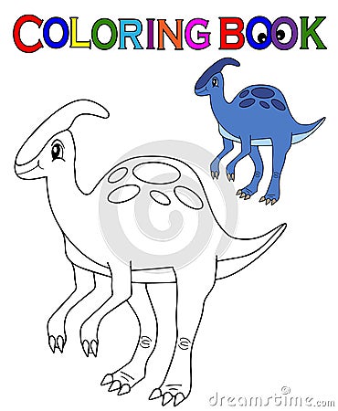 Coloring Page. Dinosaur vector illustration. Cartoon character. Dinosaur clipart. Coloring book for kids. Coloring pages. Vector Illustration