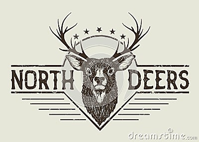 Horned north deer Vector Illustration