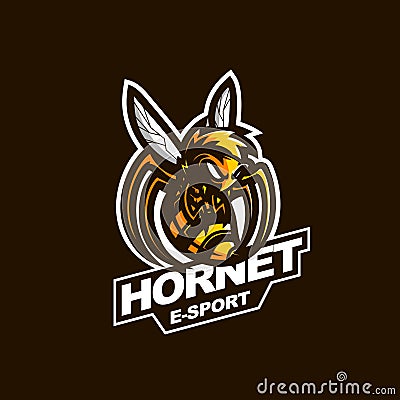 Hornet bee e-sport gaming mascot logo template Vector Illustration