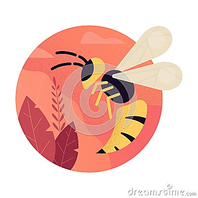 Hornet wasp vector flat concept. Insect wasp Vector Illustration