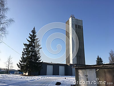 Dul Frantisek black coal mine skip tower in Karvina region Editorial Stock Photo