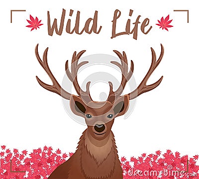 Horns Deer Decorative Poster Vector Illustration