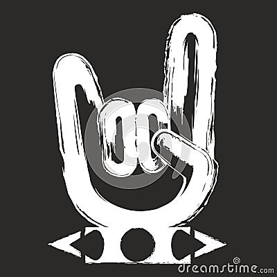 Horns hand sign with a black studded bracelet Vector Illustration