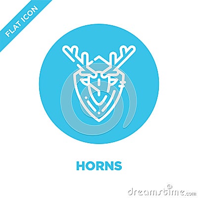 horns icon vector from camping collection. Thin line horns outline icon vector illustration. Linear symbol for use on web and Vector Illustration