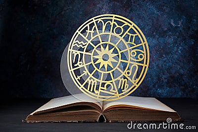 Horoscope astrology background. Zodiac constellation signs. Future telling. Stock Photo