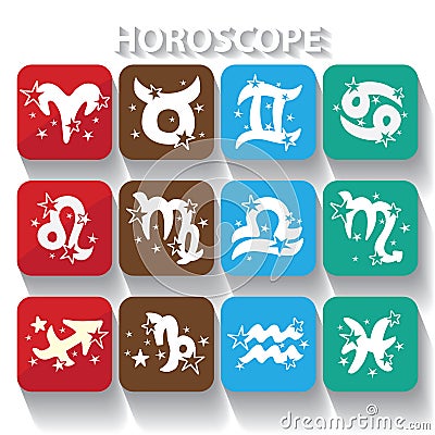 Horoscope icons .Zodiac signs.Symbol of elements Vector Illustration