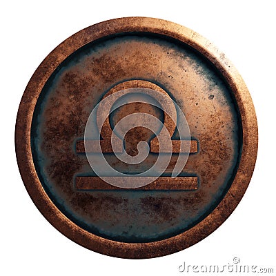 Horoscope sign Libra in copper circle Stock Photo