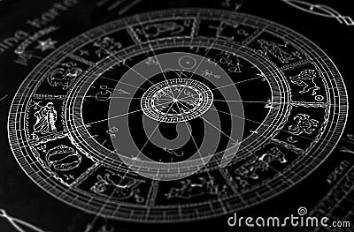 Horoscope wheel chart Stock Photo