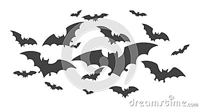 Horrific bat flock Vector Illustration