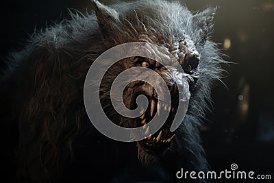 Horrific Scary werewolf dark. Generate Ai Stock Photo