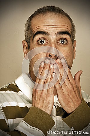 Horrified Man Stock Photo