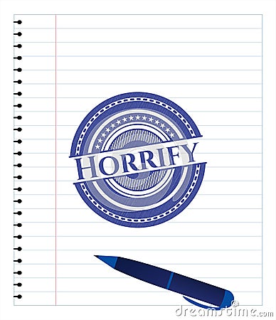 Horrify draw pen strokes. Blue ink. Vector Illustration. Detailed. EPS10 Vector Illustration
