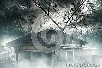 Horror background haunted house Stock Photo