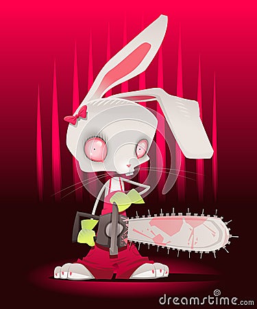 Horror bunny with background. Vector Illustration