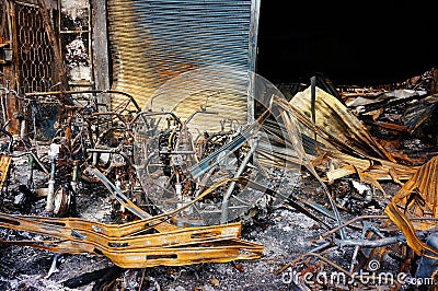Horror fire, burned vehicle, Ho Chi Minh city Stock Photo