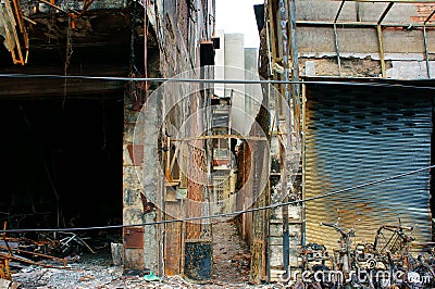 Horror fire, residence Ho Chi Minh city Stock Photo